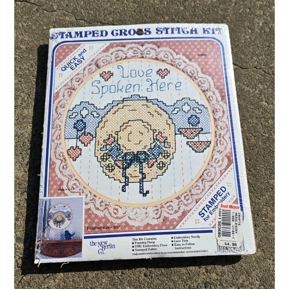 Love Spoken Here Frame Counted Cross Stitch Kit - New Berlin Co Hat Lace
